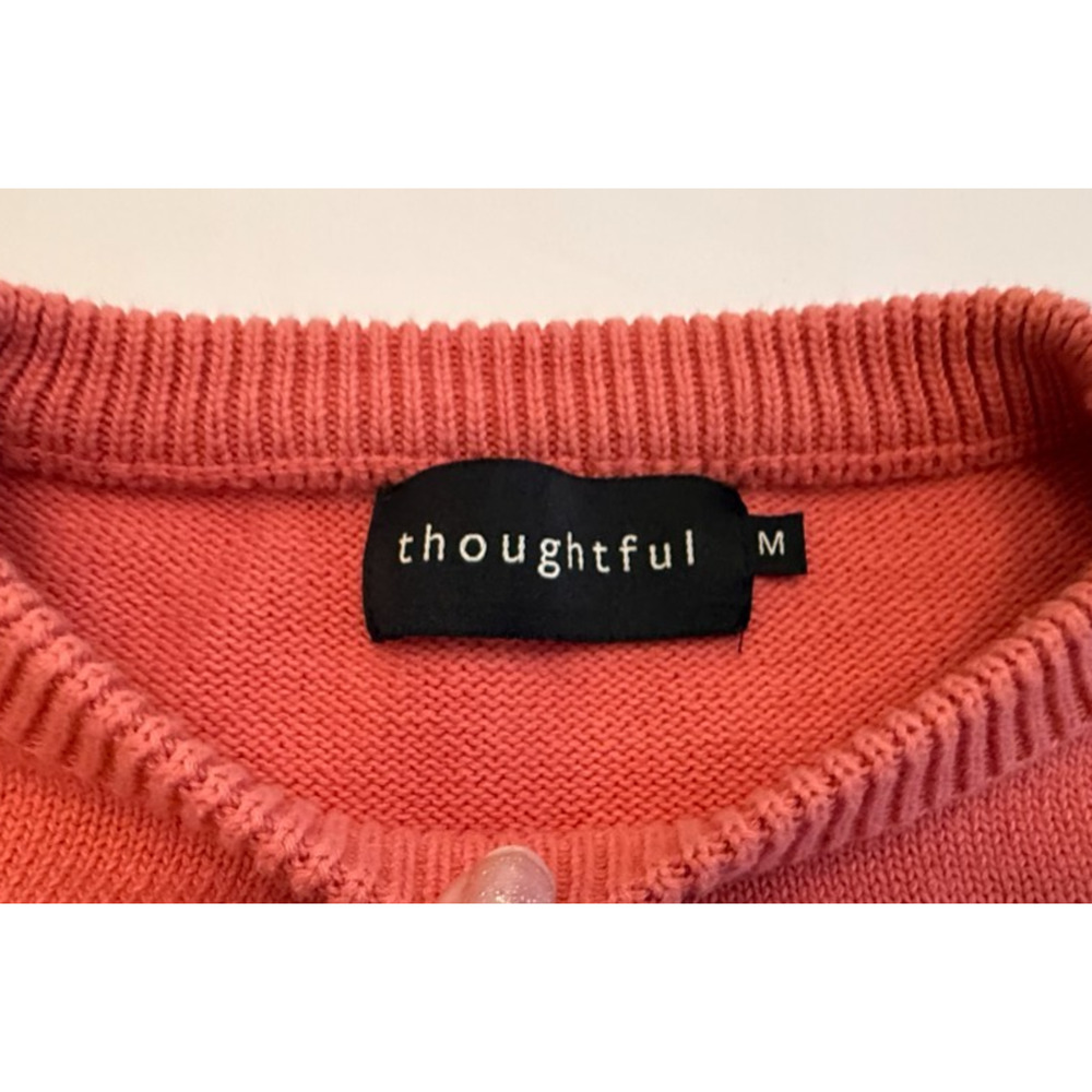 Nantucket Sweater Womens M Coral Cotton Crewneck Coastal Resort by Thoughtful - Picture 4 of 9